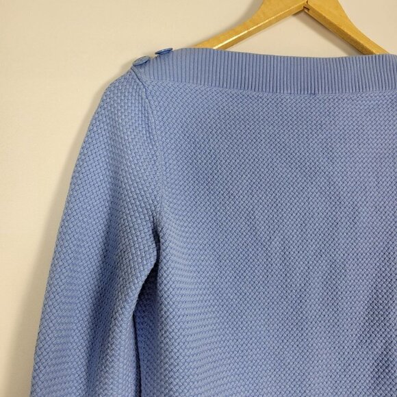 Talbots Women's Basket Weave Nautical Anchor Buttons Boat Neck Sweater Size M - Picture 7 of 14